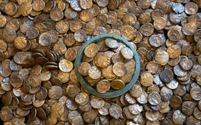 Pile of coins from Baddow Hoard