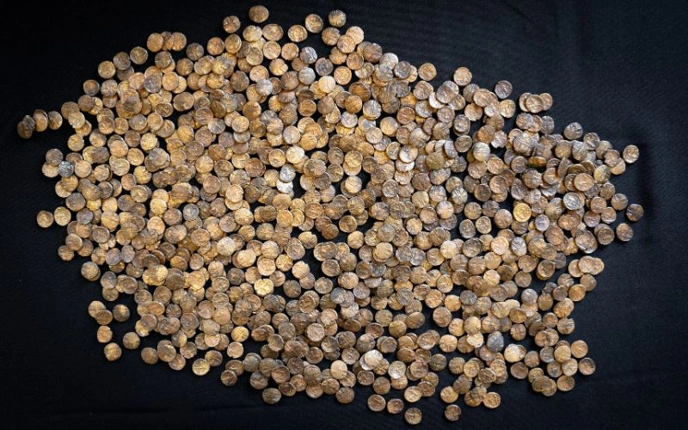 Large pile of coins from Baddow Hoard